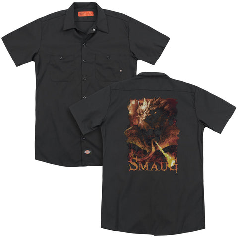 Hobbit/smolder(back Print) - Adult Work Shirt - Black