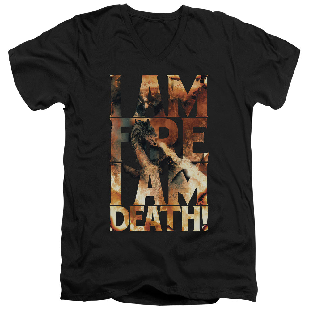 Hobbit/i Am Fire-s/s Adult V-neck 30/1-black
