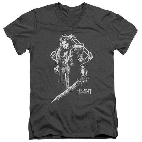 Hobbit/king Thorin-s/s Adult V-neck 30/1-charcoal