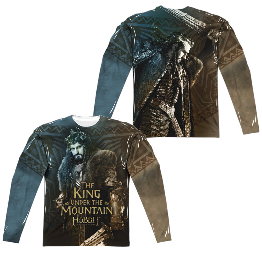 Hobbit/king (front/back Print)-l/s Adult Poly Crew -white