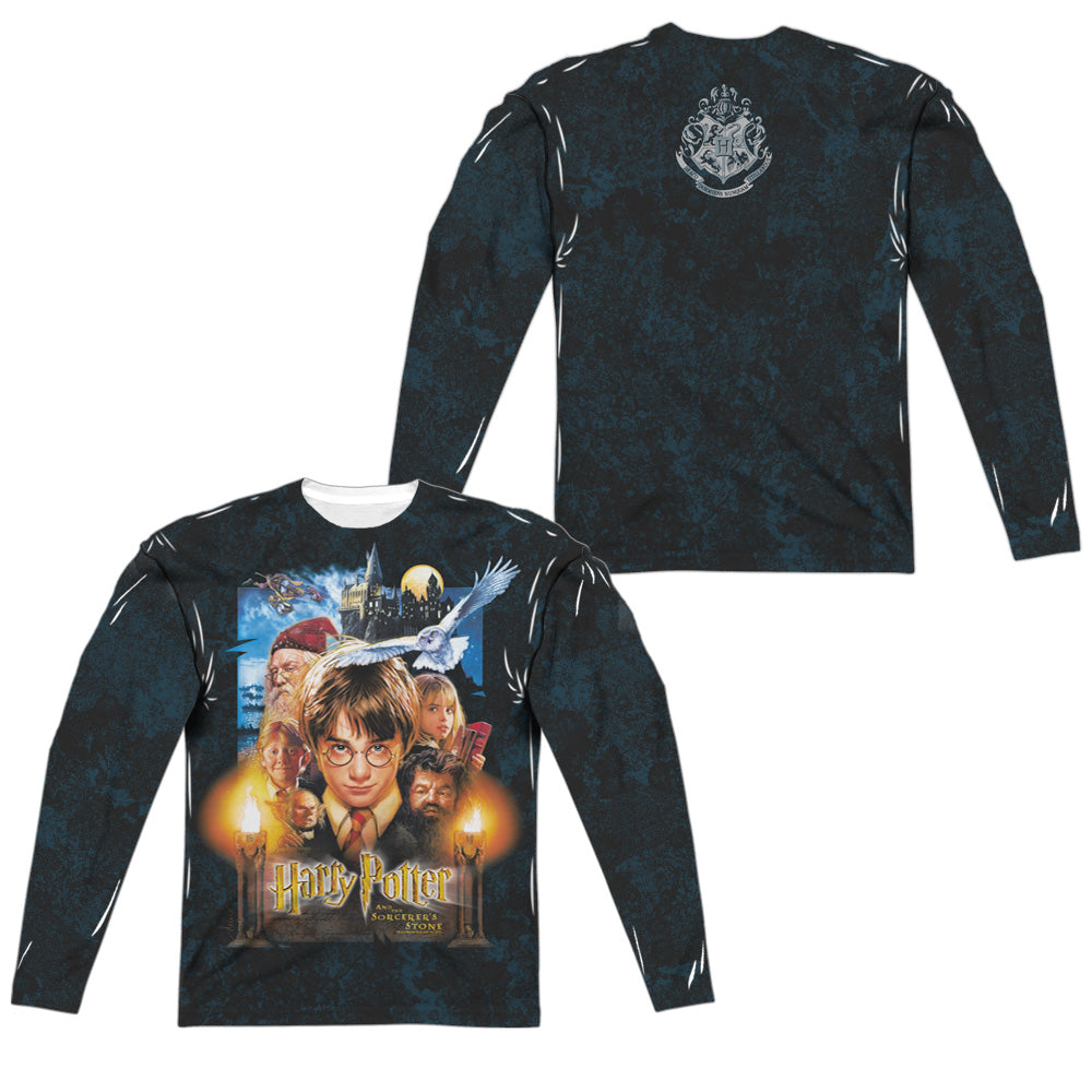 Harry Potter/the Beginning (front/back Print)-l/s Adult Poly Crew -white