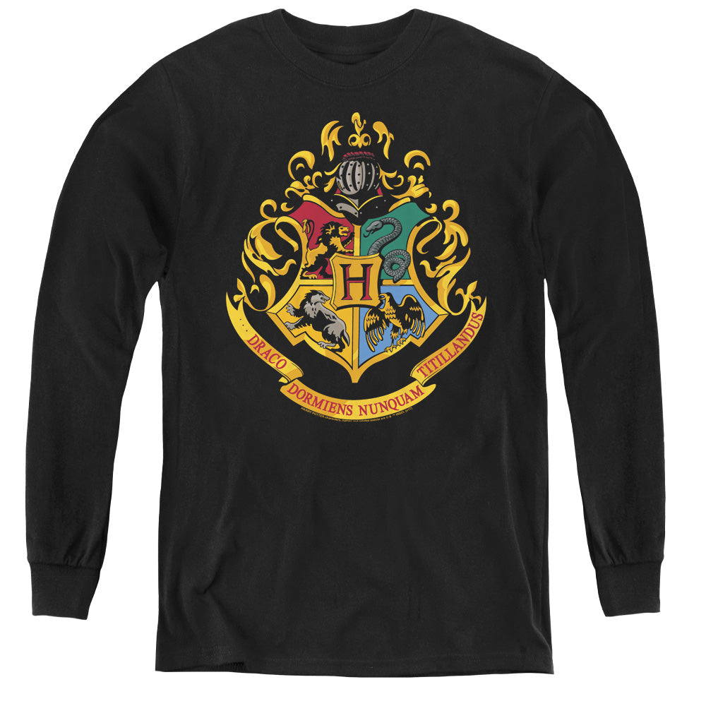 Harry Potter/hogwarts Crest-youth Long Sleeve Tee-black