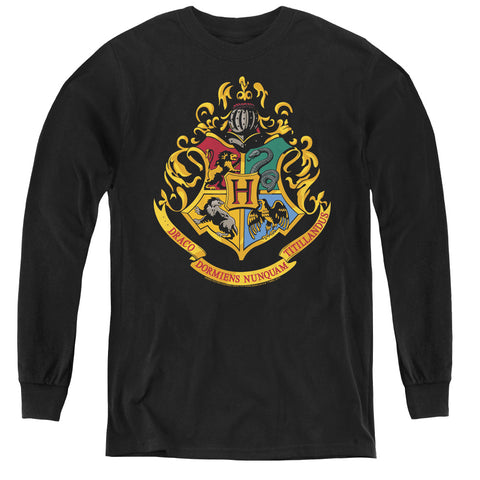 Harry Potter/hogwarts Crest-youth Long Sleeve Tee-black