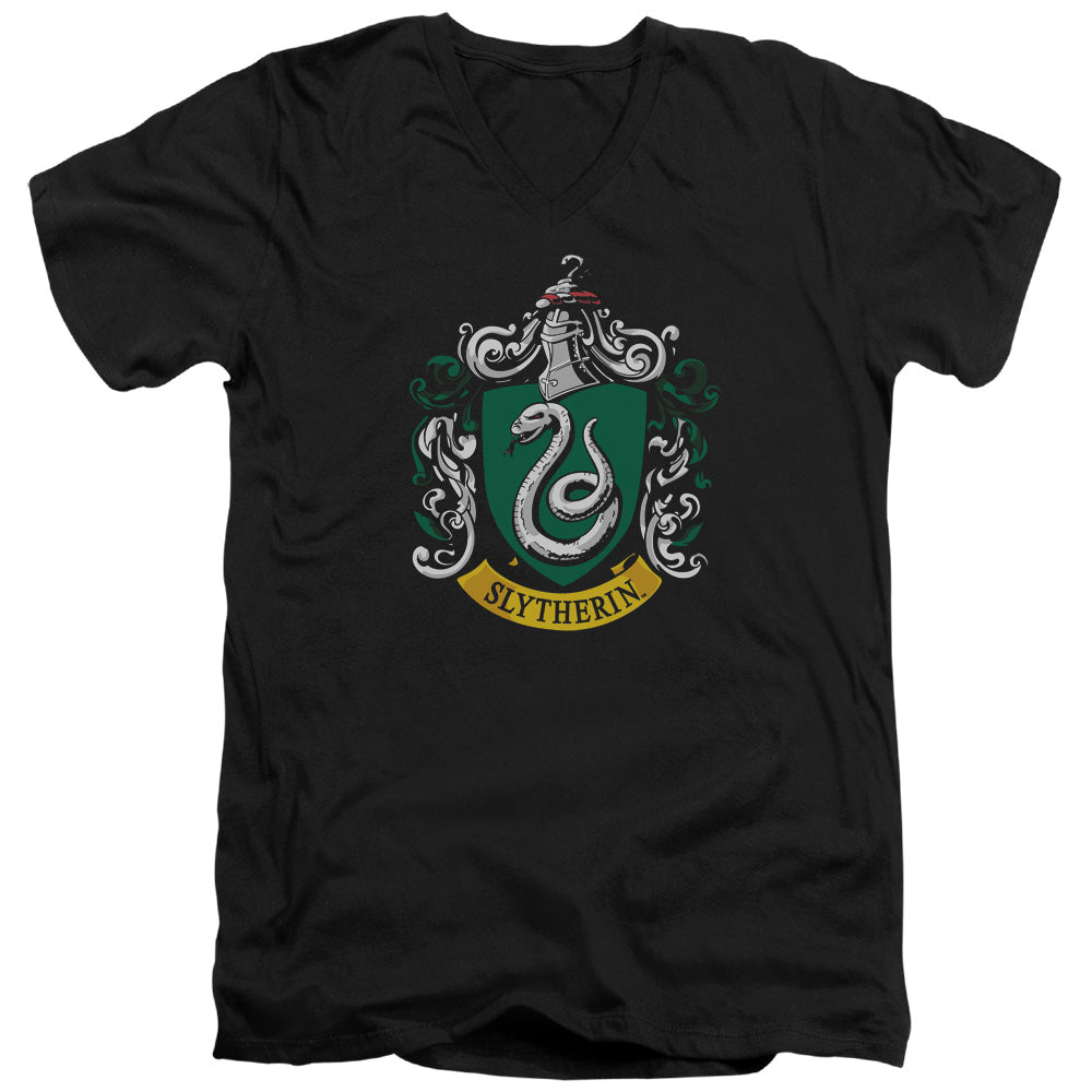 Harry Potter/slytherin Crest-s/s Adult V-neck 30/1-black