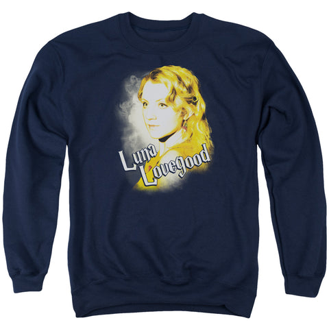 Harry Potter/luna Closeup-adult Crewneck Sweatshirt-navy