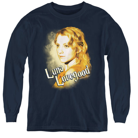 Harry Potter/luna Closeup-youth Long Sleeve Tee-navy