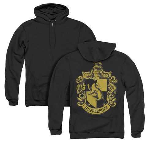 Harry Potter/hufflepuff Crest (back Print) - Adult Zipper Hoodie-black