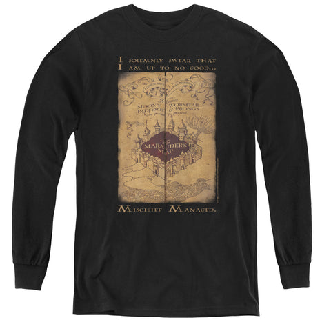 Harry Potter/marauders Map Words-youth Long Sleeve Tee-black