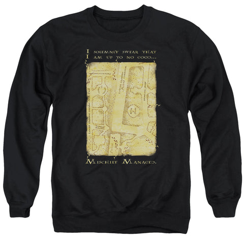 Harry Potter/marauders Map Interior Words-adult Crewneck Sweatshirt-black