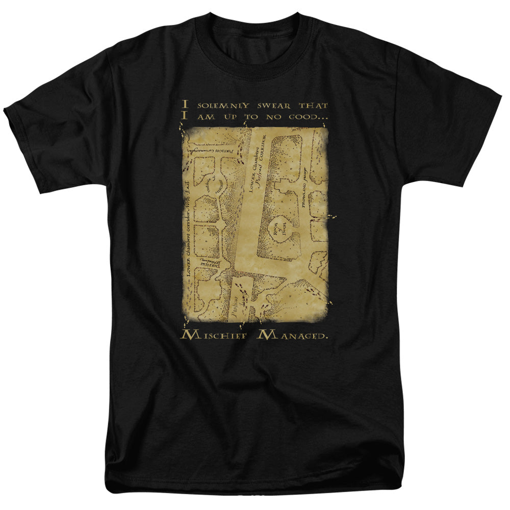 Harry Potter/marauders Map Interior Words-s/s Adult 18/1-black