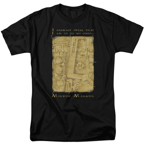 Harry Potter/marauders Map Interior Words-s/s Adult 18/1-black