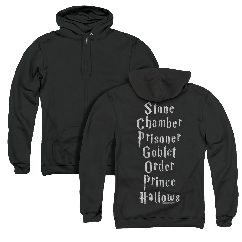 Harry Potter/titles (back Print) - Adult Zipper Hoodie-black