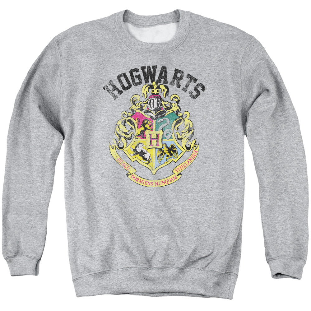 Harry Potter/hogwarts Crest-adult Crewneck Sweatshirt-athletic Heather