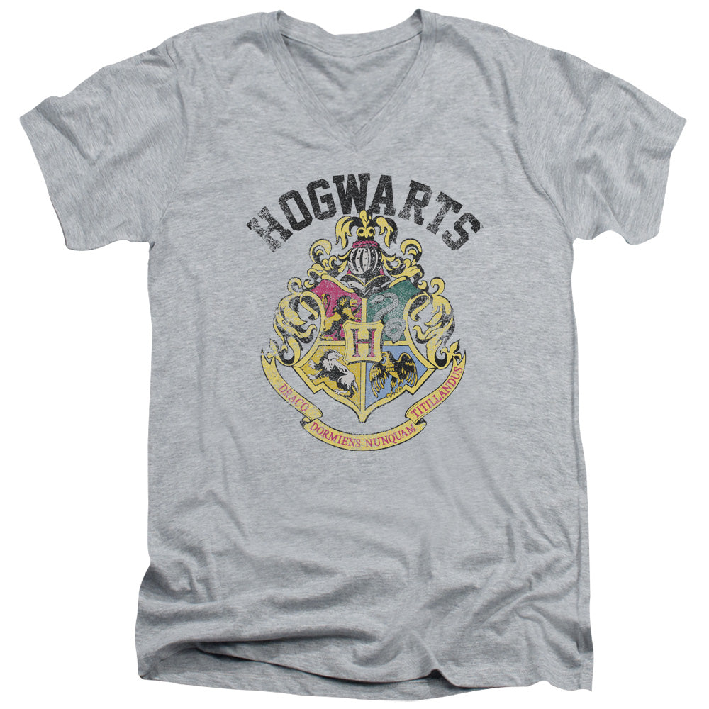 Harry Potter/hogwarts Crest-s/s Adult V-neck 30/1-athletic Heather
