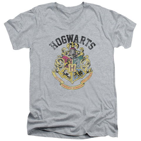 Harry Potter/hogwarts Crest-s/s Adult V-neck 30/1-athletic Heather