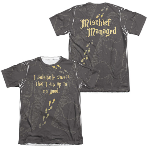 Harry Potter/marauders Map (front/back Print)-adult Poly/cotton S/s Tee-white