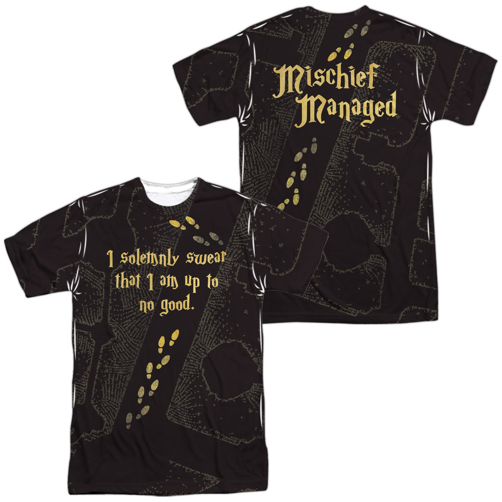 Harry Potter/marauders Map (front/back Print)-s/s Adult Poly Crew-white