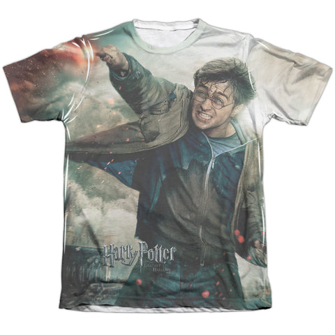 Harry Potter/harry Vs Voldemort-adult Poly/cotton S/s Tee-white