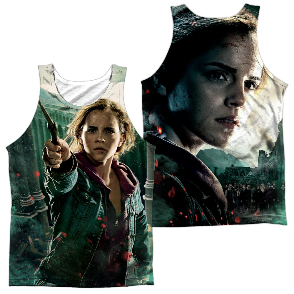 Harry Potter/hermione Final Battle (front/back Print)-adult Poly Tank Top-white