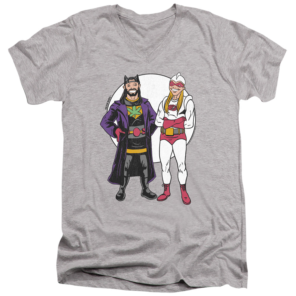 Jay And Silent Bob/bob Kane Cover-s/s Adult V-neck 30/1-athletic Heather