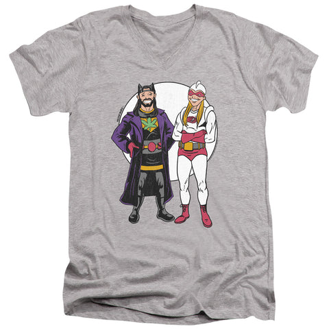 Jay And Silent Bob/bob Kane Cover-s/s Adult V-neck 30/1-athletic Heather
