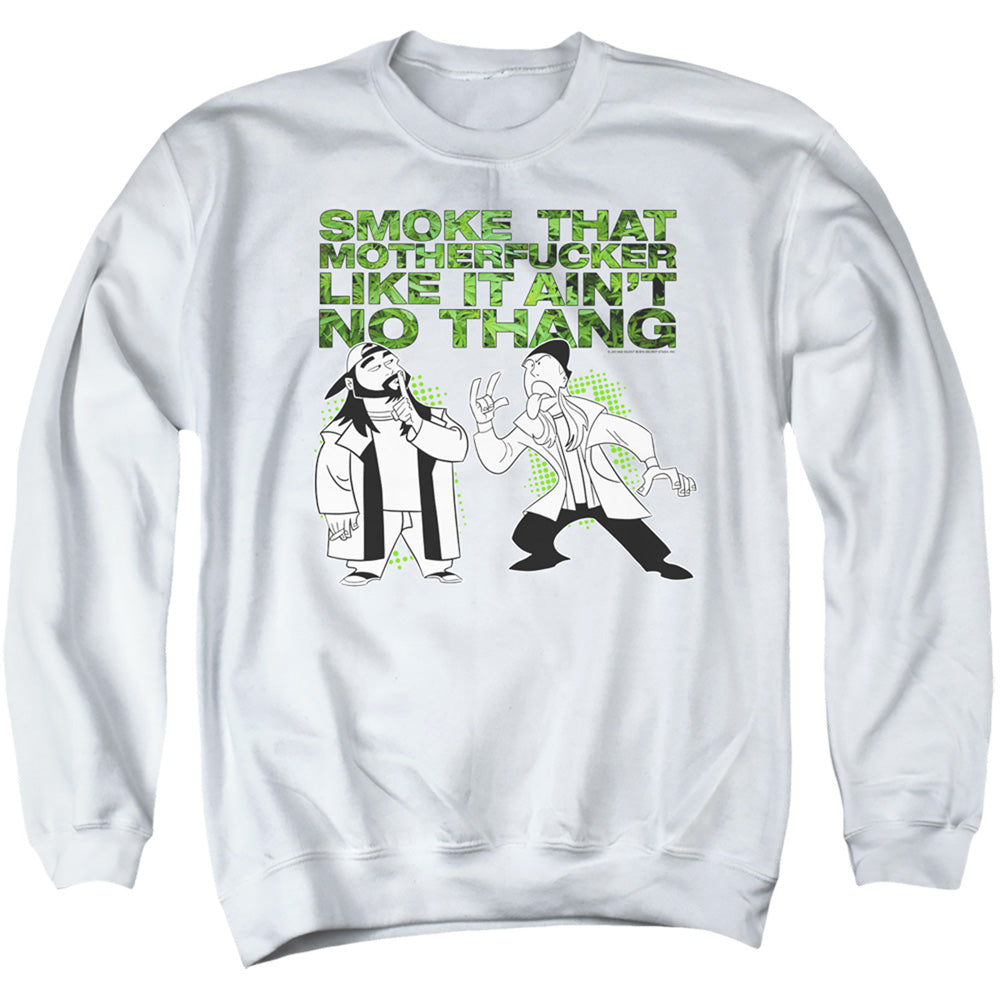 Jay And Silent Bob/smoke-adult Crewneck Sweatshirt-white