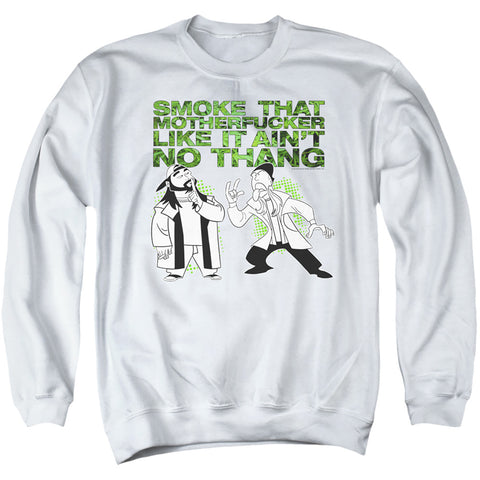 Jay And Silent Bob/smoke-adult Crewneck Sweatshirt-white