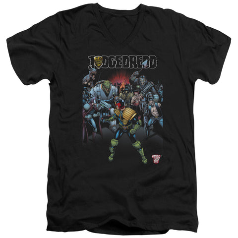 Judge Dredd/behind You - S/s Adult V-neck - Black