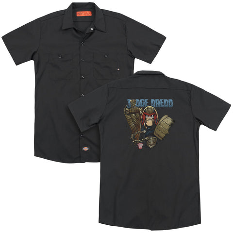 Judge Dredd/smile Scumbag (back Print) - Adult Work Shirt - Black