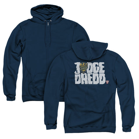 Judge Dredd/logo (back Print) - Adult Zipper Hoodie - Navy
