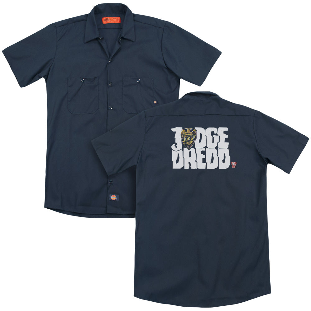 Judge Dredd/logo (back Print) - Adult Work Shirt - Navy