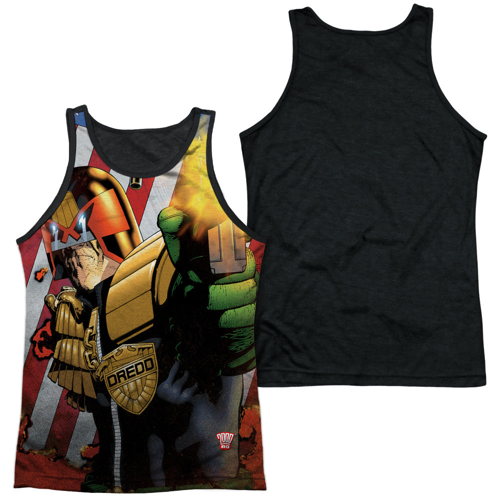Judge Dredd/democracy-adult Poly Tank Top Black Back-white