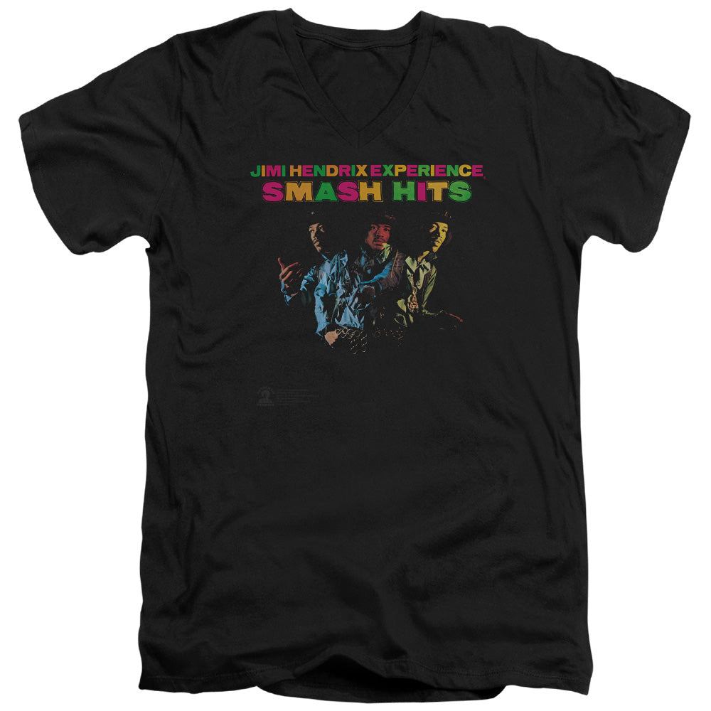 Jimi Hendrix/smash Hits-s/s Adult V-neck 30/1-black