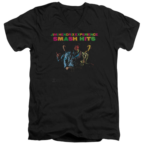 Jimi Hendrix/smash Hits-s/s Adult V-neck 30/1-black