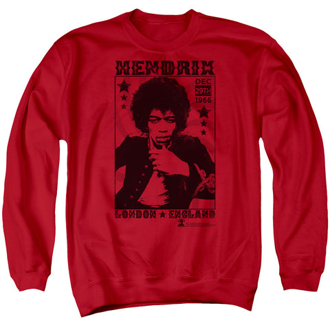 Jimi Hendrix/london 1966-adult Crewneck Sweatshirt-red