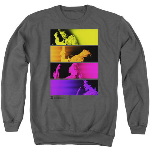 Jimi Hendrix/electric Blocks-adult Crewneck Sweatshirt-charcoal