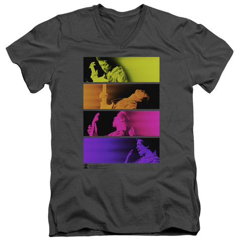 Jimi Hendrix/electric Blocks-s/s Adult V-neck 30/1-charcoal
