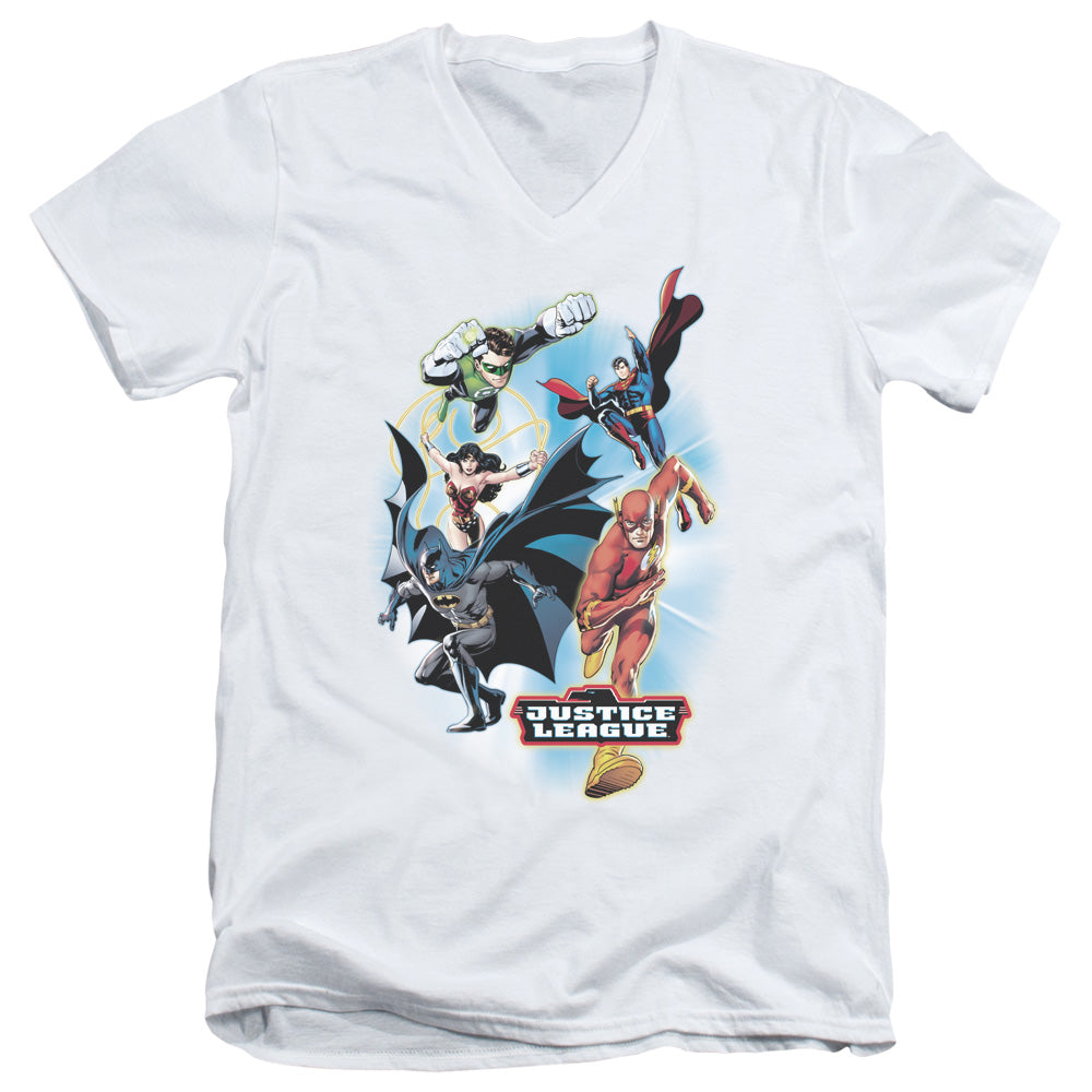 Jla/at Your Service - S/s Adult V-neck - White