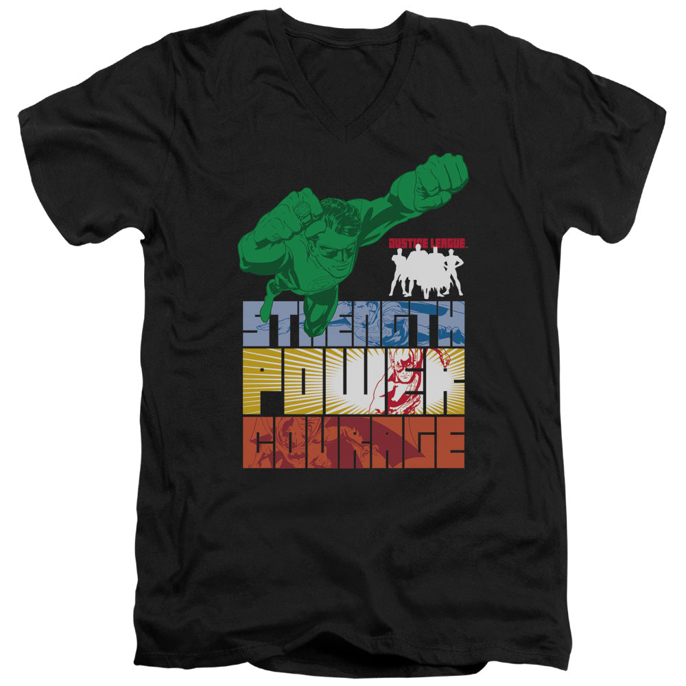 Jla/heroic Qualities - S/s Adult V-neck - Black