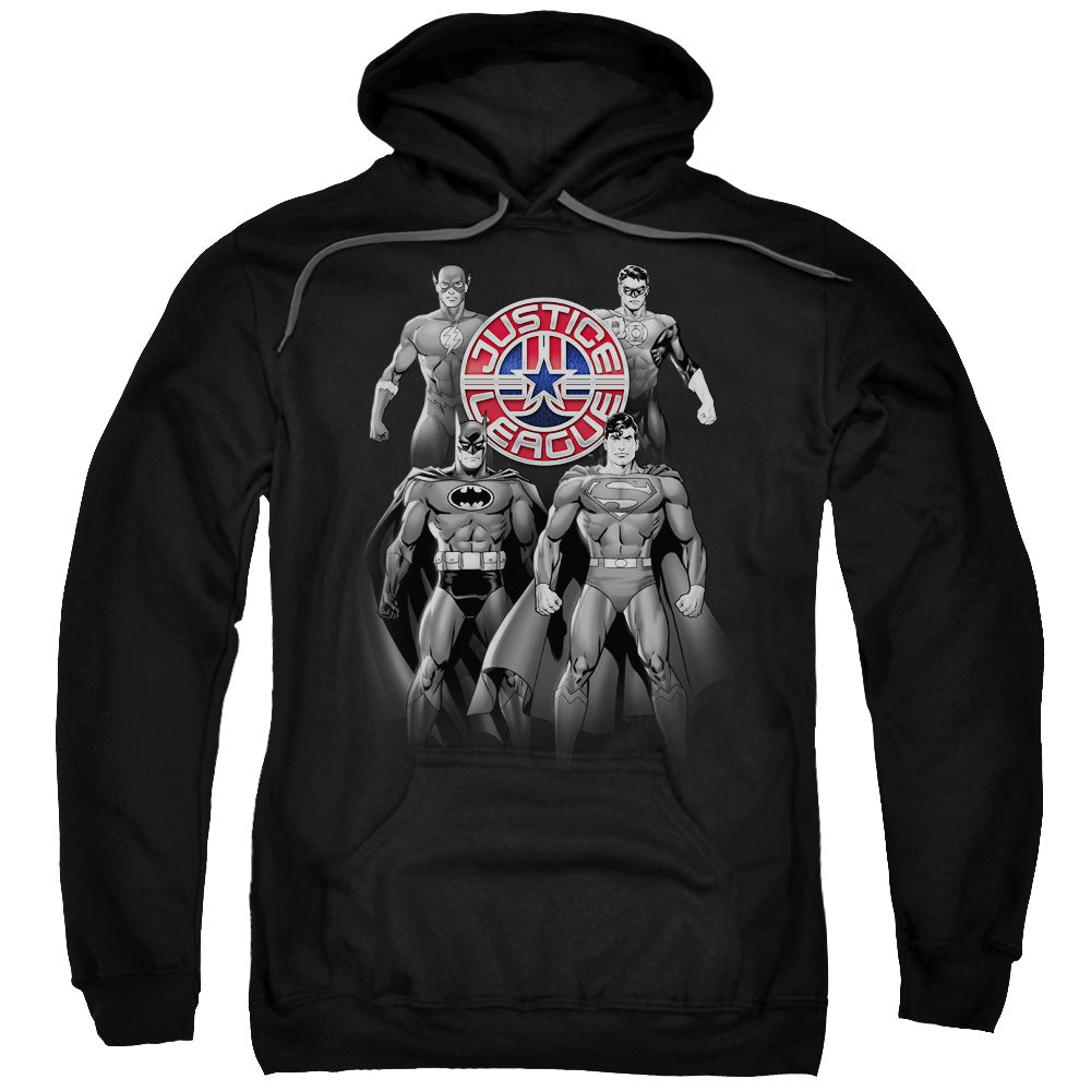 Jla/shades Of Gray-adult Pull-over Hoodie-black