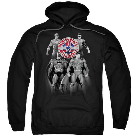 Jla/shades Of Gray-adult Pull-over Hoodie-black