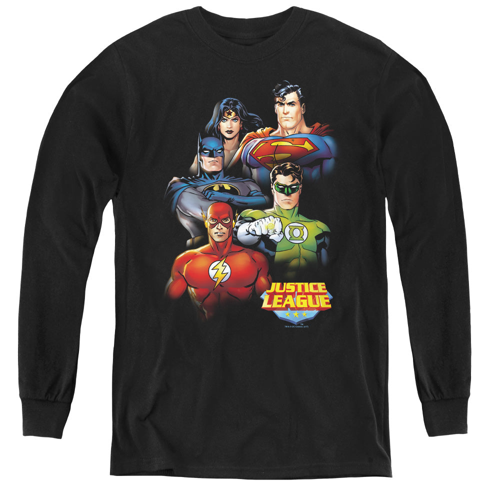 Jla/group Portrait - Youth Long Sleeve Tee - Black