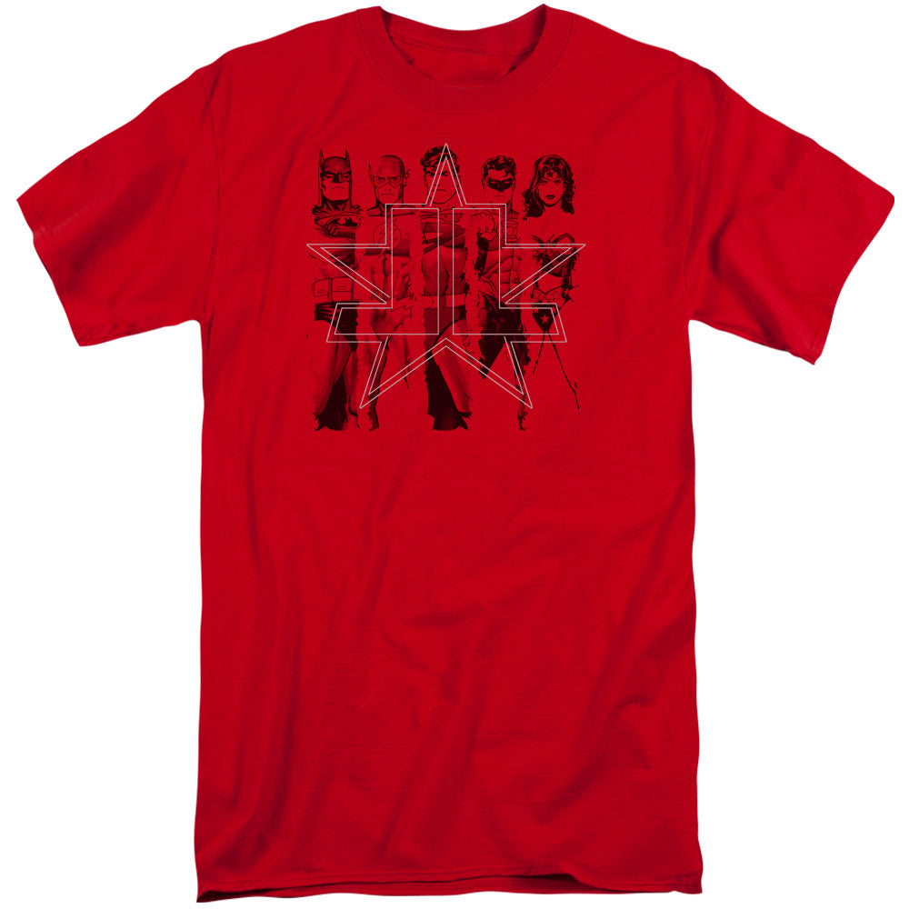 Jla/five Stars-s/s Adult Tall-red