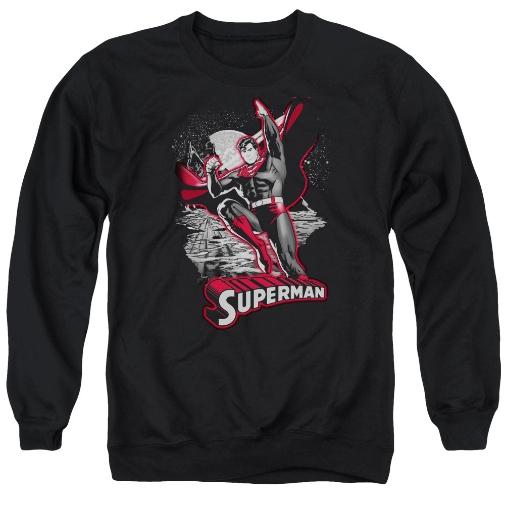 Jla/superman Red & Gray - Adult Crewneck Sweatshirt - Black