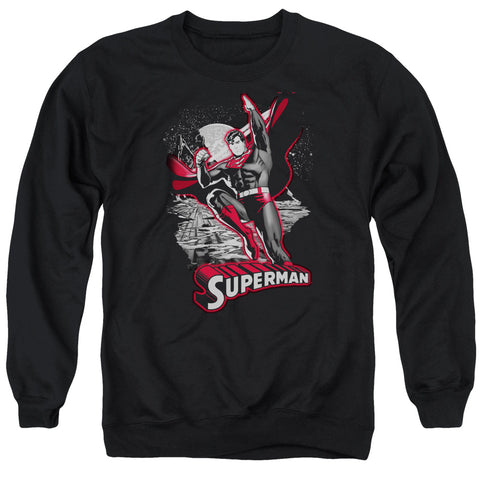 Jla/superman Red & Gray - Adult Crewneck Sweatshirt - Black