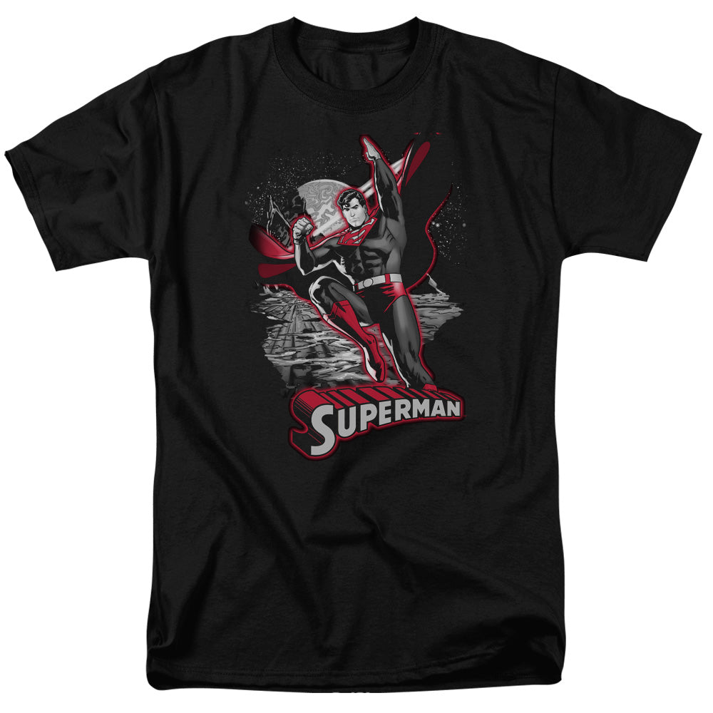 Jla/superman Red & Gray - S/s Adult 18/1 - Black