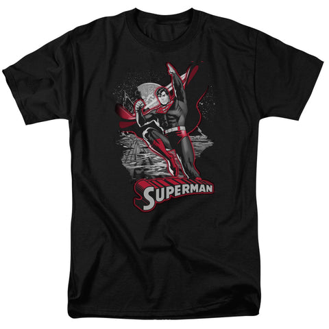 Jla/superman Red & Gray - S/s Adult 18/1 - Black
