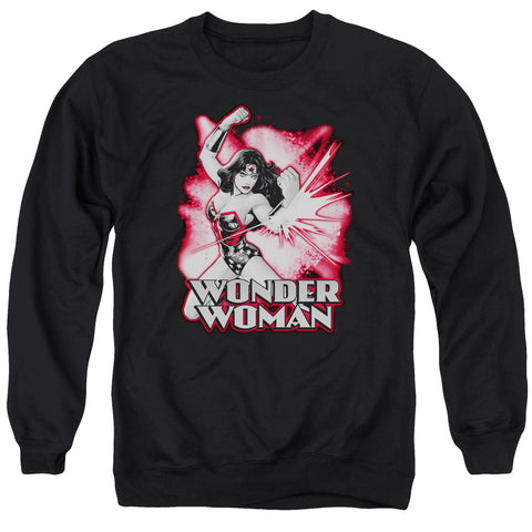 Jla/wonder Woman Red & Gray - Adult Crewneck Sweatshirt - Black