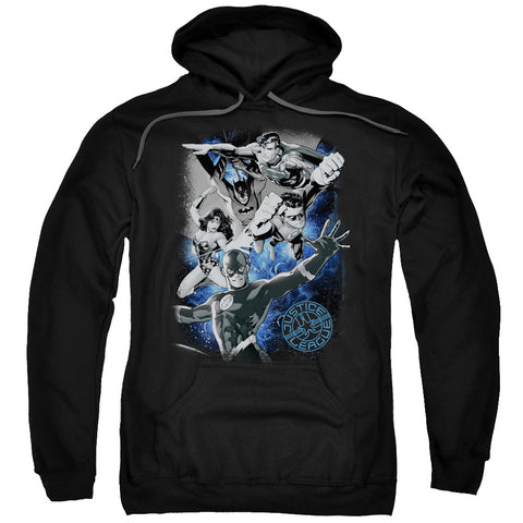 Jla/galactic Attack Nebula-adult Pull-over Hoodie-black