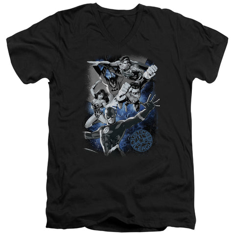 Jla/galactic Attack Nebula - S/s Adult V-neck - Black